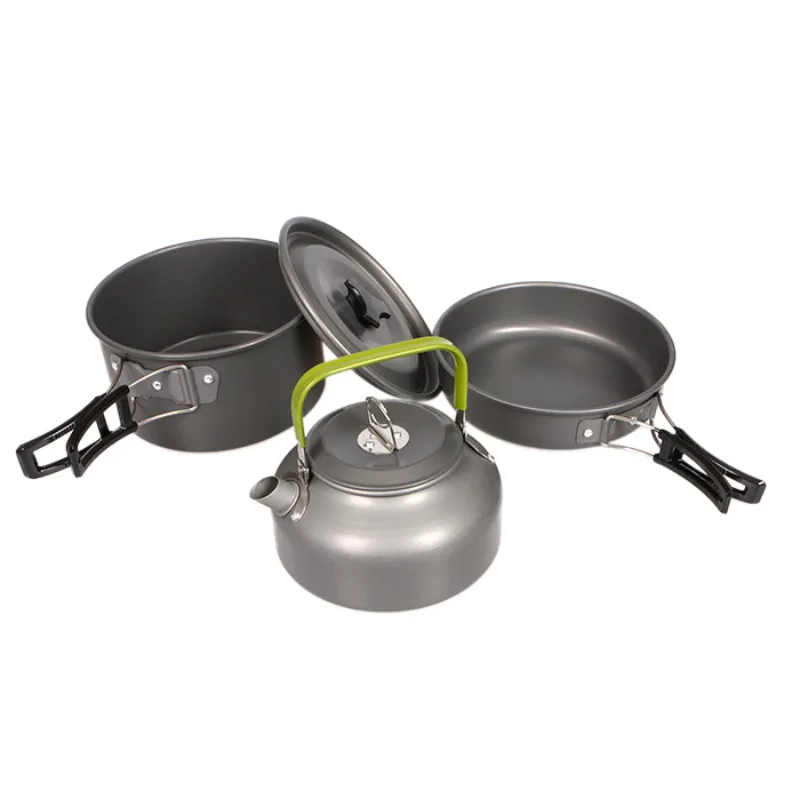 2-3 personas Camping juego de Picnic al aire libre senderismo olla ollas cuencos de utensilios de cocina conjunto de múltiples funciones Portable cocina vajilla