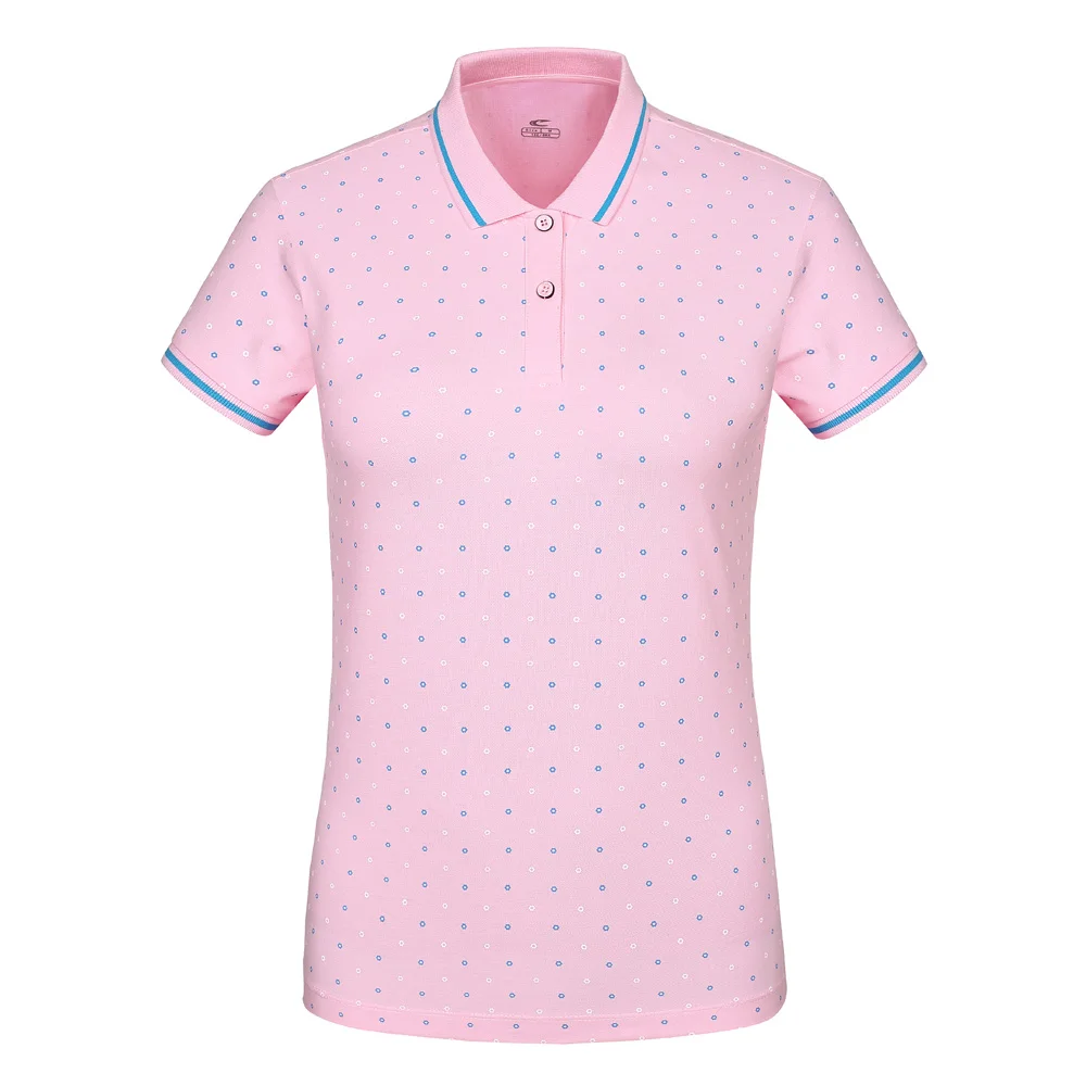 SAIQI Women Wave Printing Tennis Polo Shirt 2018 Summer Solid Polo