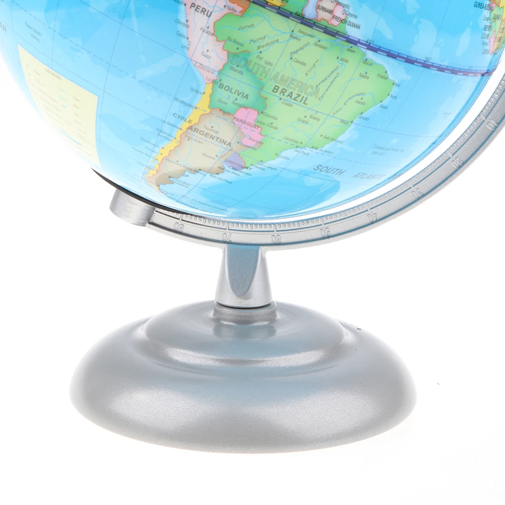 20cm Metal Base ABS Geographical World Map Globe Desktop Ornament with Light Great gift for children or adults 