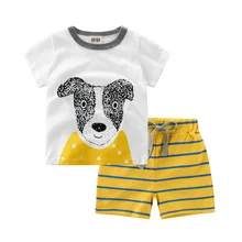 Y010 New Kids Clothing Set Baby Boy Cotton T Shirt Short Pants Children Set For Summer Boy Cartoon Clothes Fits 10 Colors 2-7T