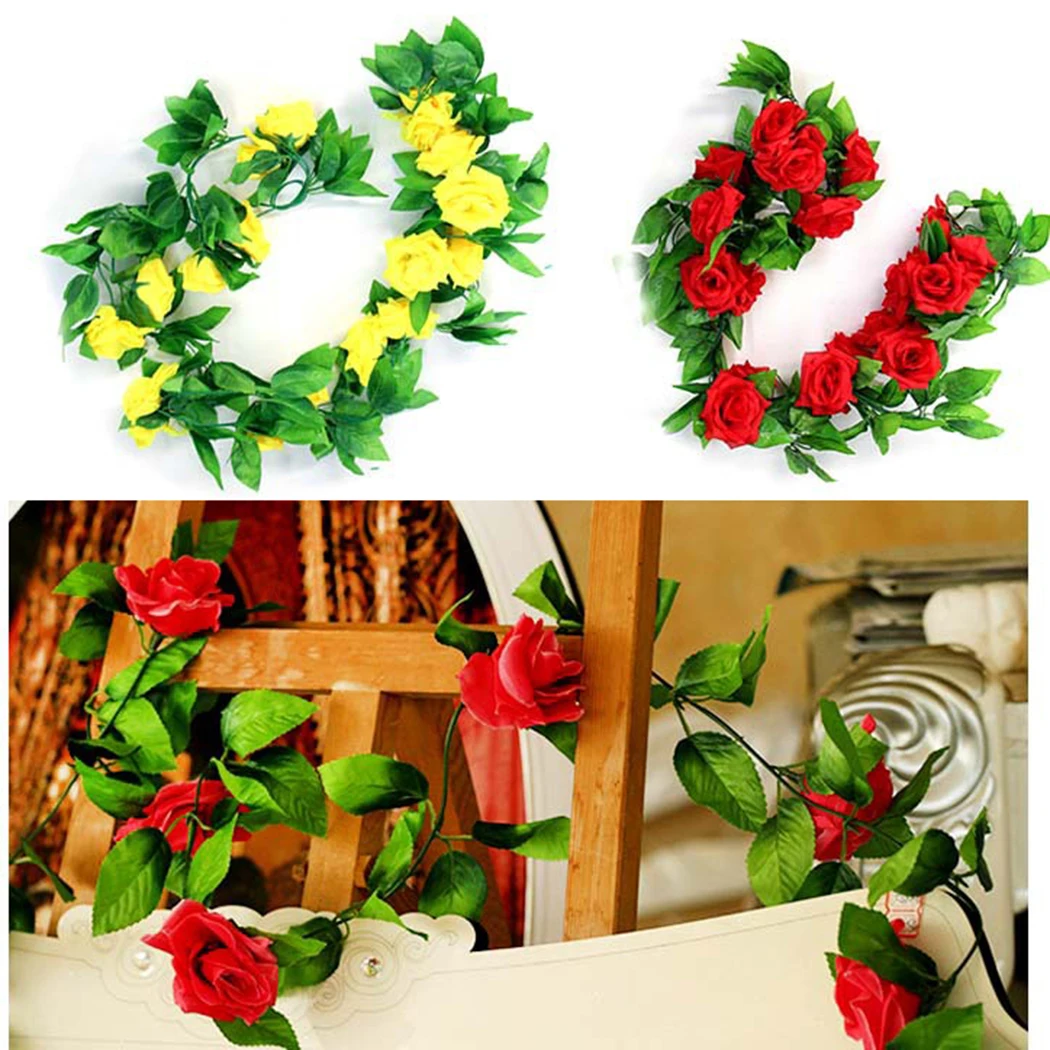 Artificial Fake Silk Rose Flower Ivy Vine Garland Wedding Party Home