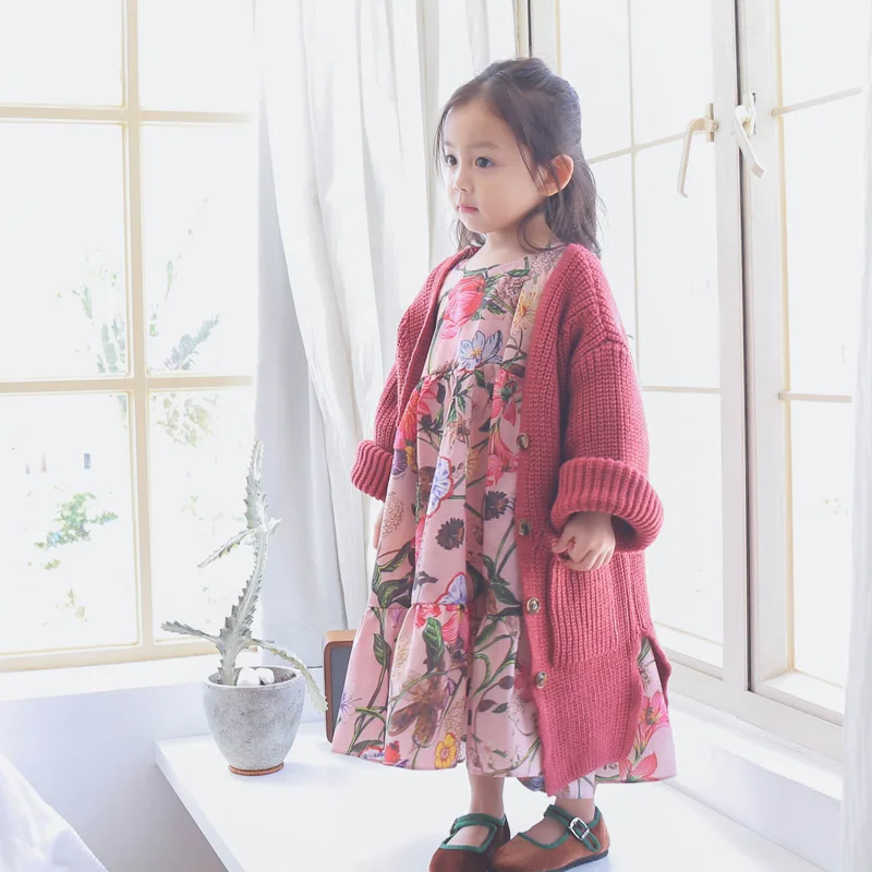 Autumn Girl's plain-coloured knit sweater cardigan Toddler Kids Baby Girls Outfit Clothes Button Knitted Sweater Cardigan Coat Autumn Girl's plain-coloured knit sweater cardigan Toddler Kids Baby Girls Outfit Clothes Button Knitted Sweater Cardigan Coat