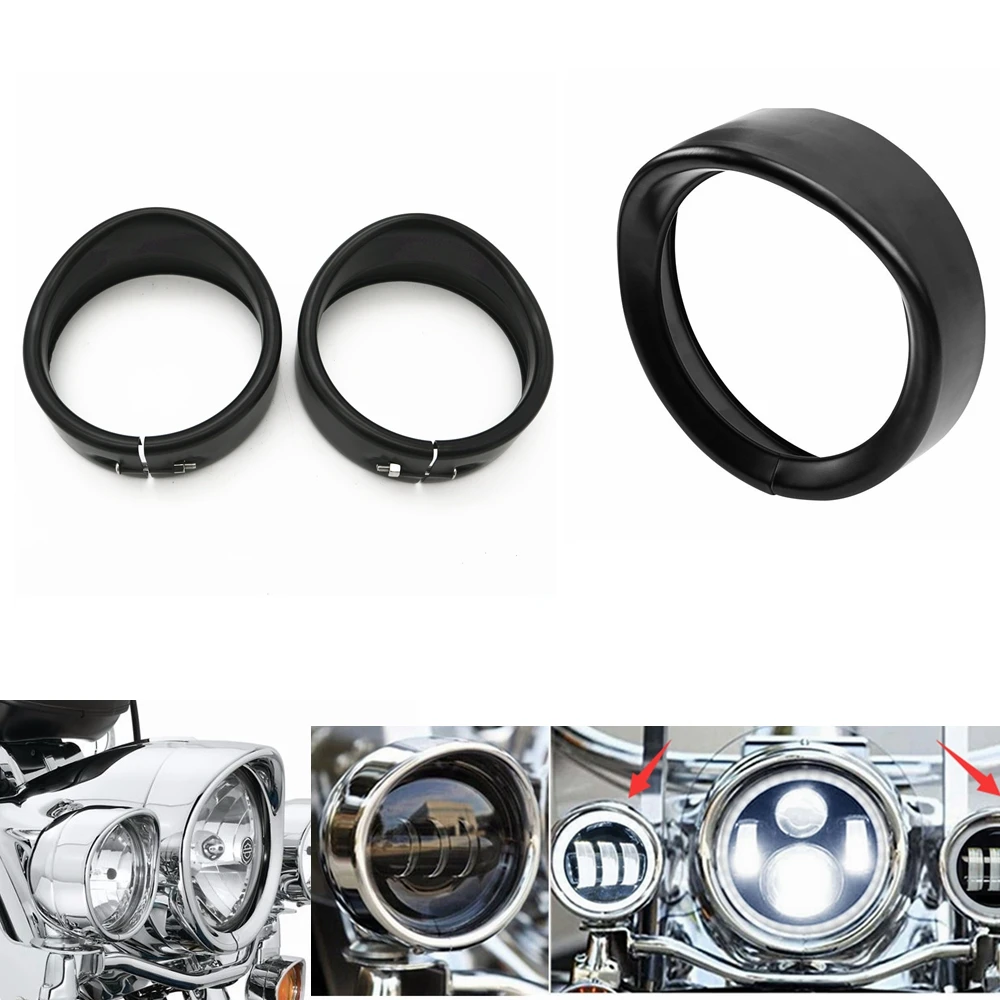 Details about  / For 7/" Headlight Touring Accessories Chrome 7/'/' Visor Style Headlight Trim Ring
