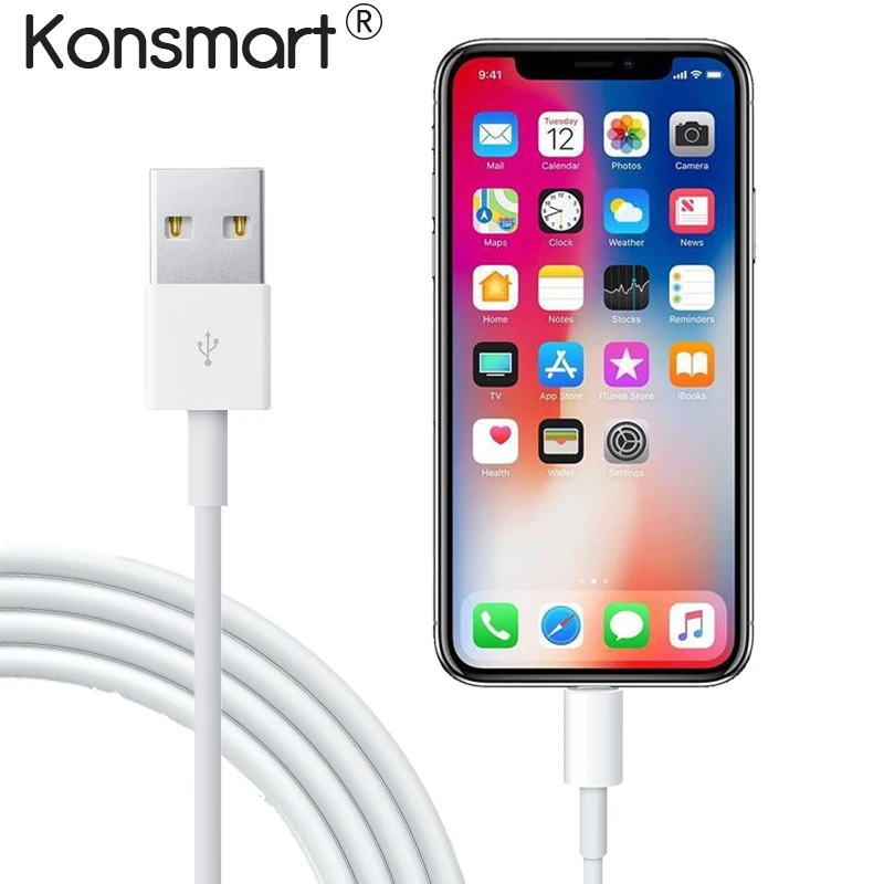 Konsmart 1 м USB кабель для быстрой зарядки для iPhone X 8 7 6s 6 Plus 5S se iPad Pro mini Air iPod быстрое USB зарядное устройство Шнур питания