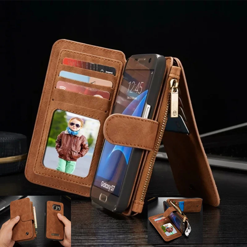 CaseMe Luxury Retro Leather Wallet Cases for Samsung