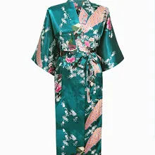 Высокое качество, свадебное платье для невесты, платье-кимоно, темно-зеленый женский халат из искусственного шелка, Новая женская ночная рубашка, размер S-XXXL