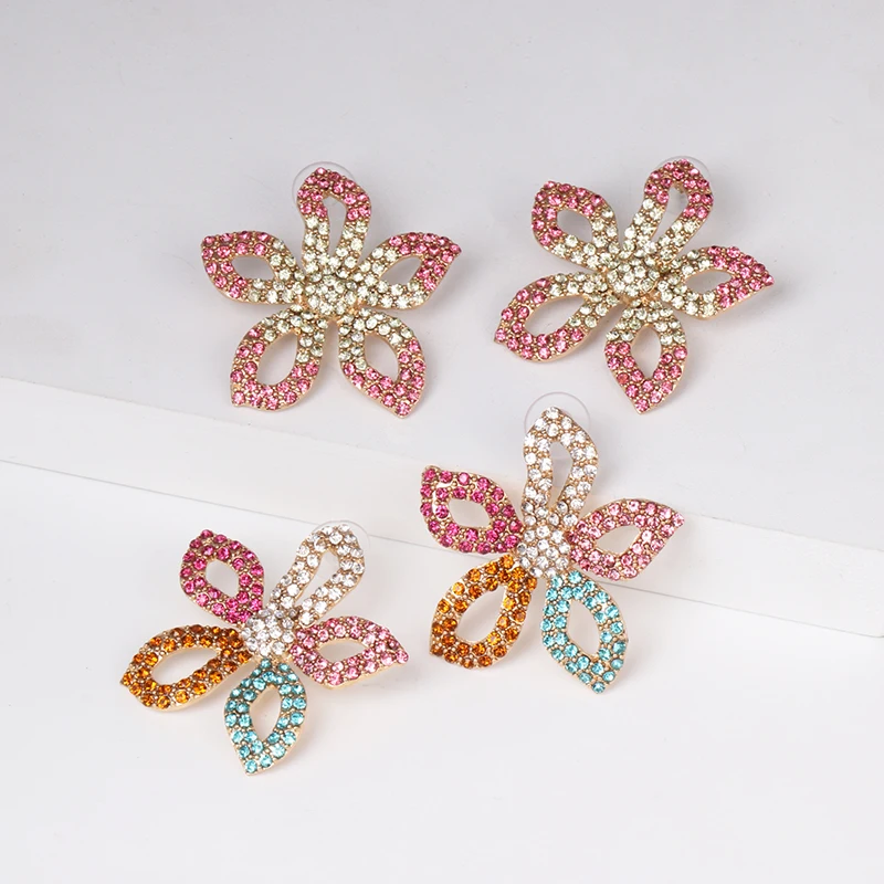 JURAN дизайн очаровательные разноцветные стразы серьги-гвоздики для женщин цветок трендовые серьги с кристаллами ювелирные изделия Brinco подарок для девочек