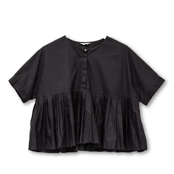 Fashion T Shirt Women New Cotton Linen Harajuku Shirt Casual O-Neck Short Sleeves Pleated Tops Casual Women T-shirt (2)