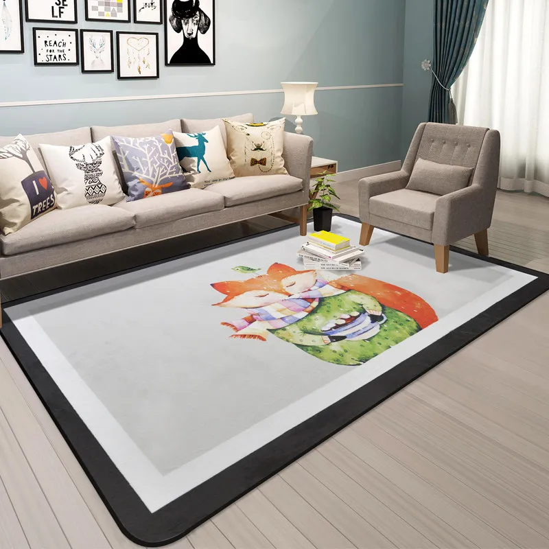 Cartoon Animal Carpet Kids Room Home Decor Carpets For Living Room Children Crawling Soft Rug Soft Coffee Table Floor Mat Rugs