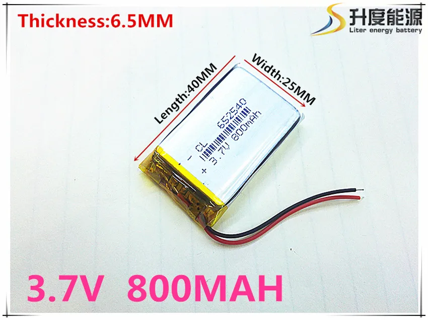 

small capacity rechargeable li-ion batteries 3.7v 800mah 652540 for toys LJ