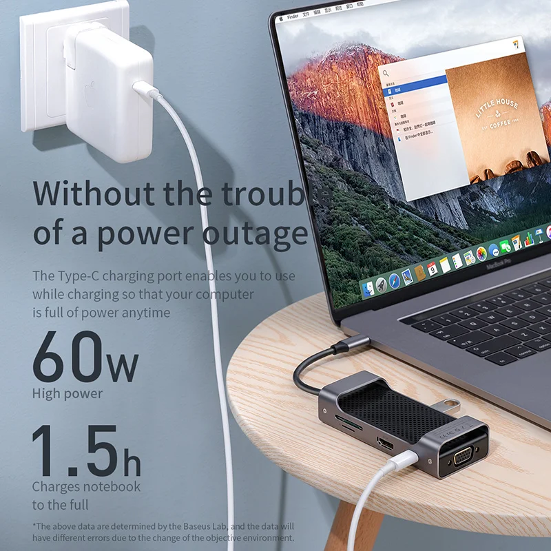 Baseus USB C концентратор type C к HDMI VGA RJ45 USB3.0 концентратор Мульти USB 3,0 type-c концентратор адаптер питания для MackBook Pro воздушный USB-C сплиттер