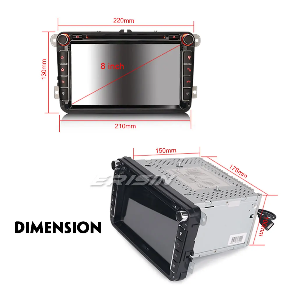 Cheap Erisin ES7315V 2 din Android 8.0 OBD 4GB RAM Car DVD GPS DAB  for VW Passat CC Polo GOLF 5 6 Touran 3