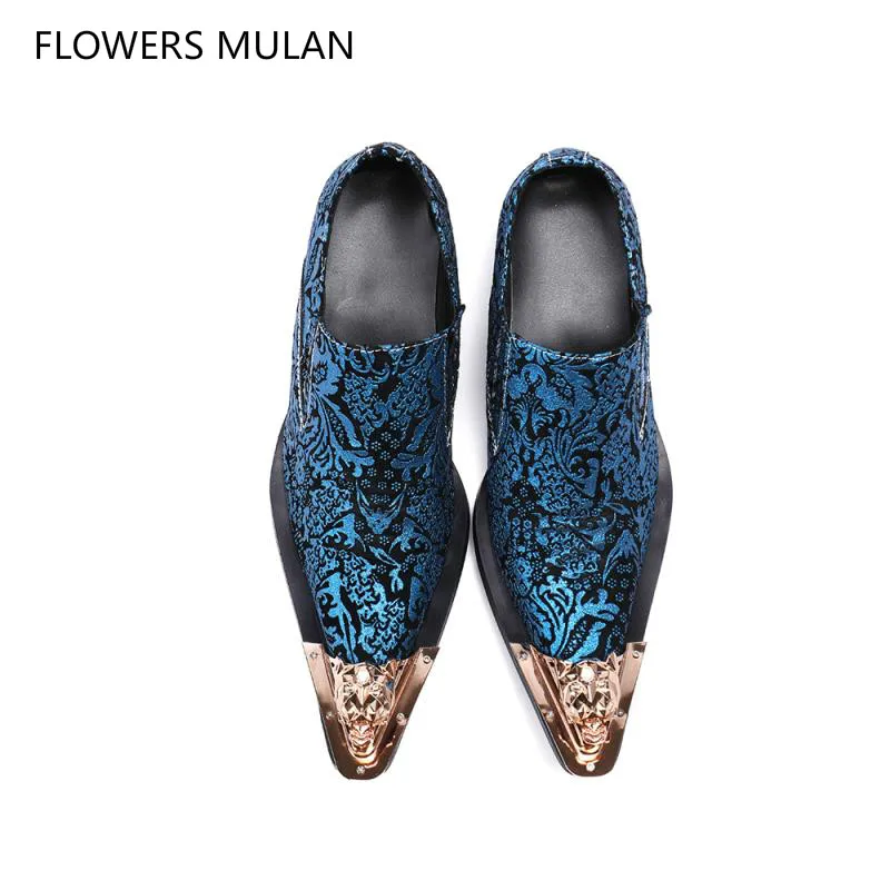 

Fashion Men's Shoes Leather British Carved Floral Blue Genuine Leather Oxfords Men Runway Shoes Vintage Derby Shoes Moccasins