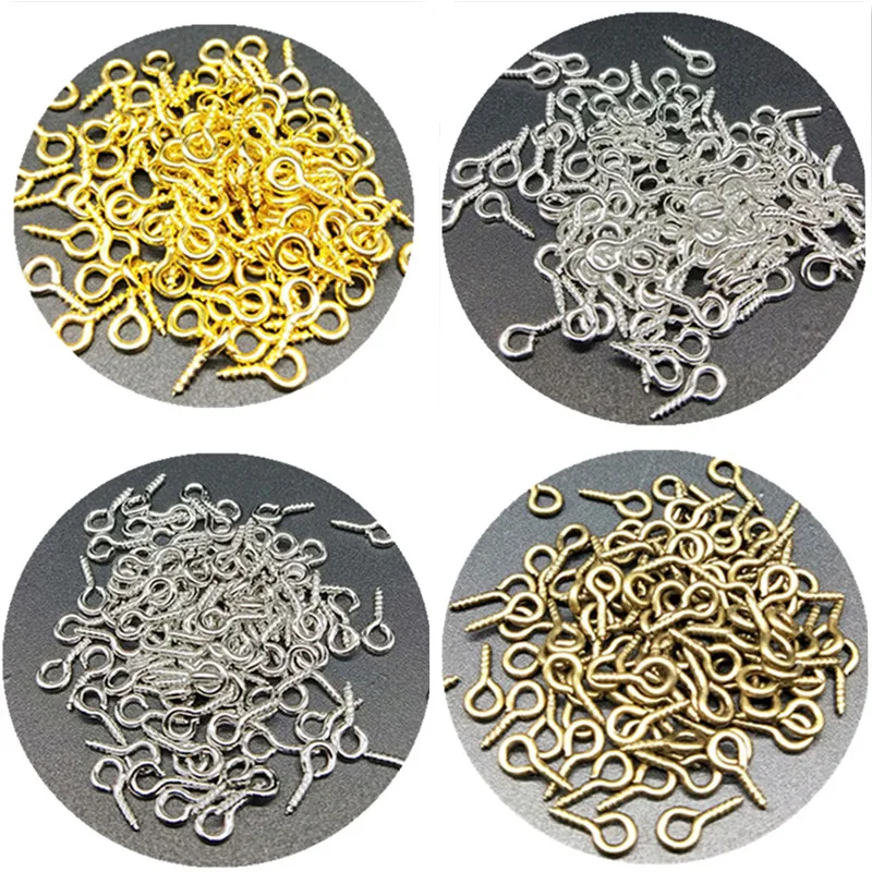 

100pcs/lot 8/10mm DIY Small Sheep Eyes Nail Screw Beads Gold/Silver Color For Beaded pendant Metal Jewelry Accessories