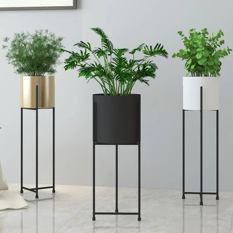 

70cm tall standing shelf for flower pot with flowerpot & Living room large vase