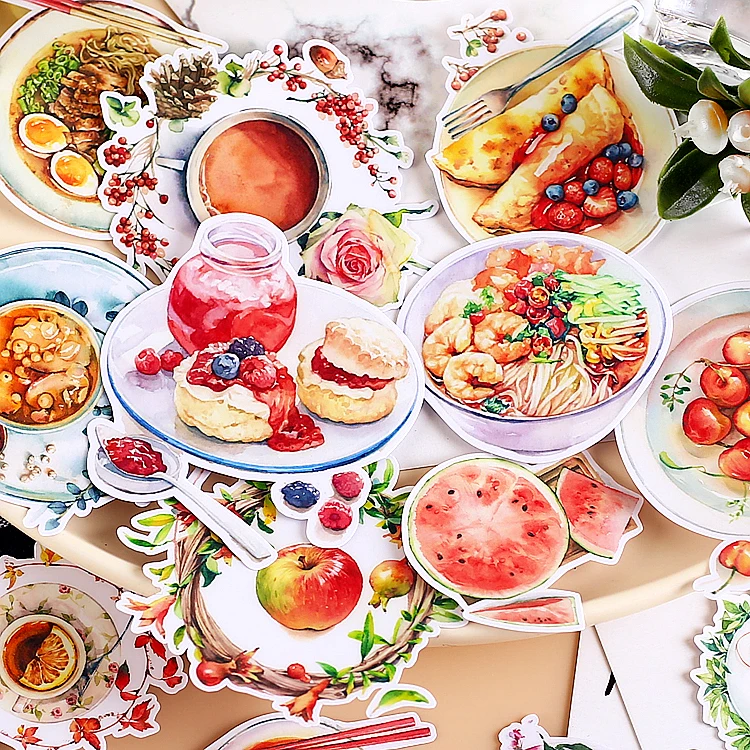 15pcs/pack Dish Food Decorative Sticker Scrapbooking Sticker Phone