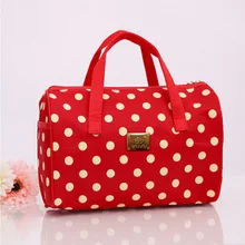 2016 New Solid Color Korean Style Travel Bag Waterproof Makeup Bag Ladies Large Capacity Oxford Dot Cosmetic Bag