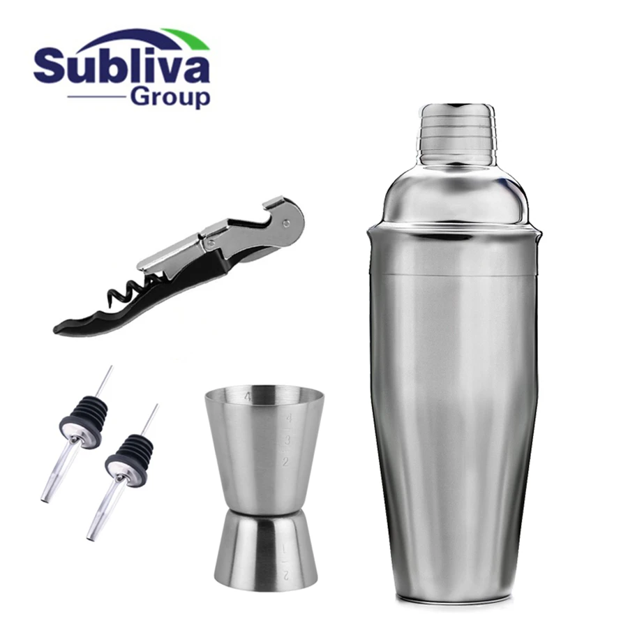 

5Pcs 550ml Stainless Steel Drink Cocktail Shaker Set Cocktail Jigger Wine Pourer Corkscrews Bartender Kit