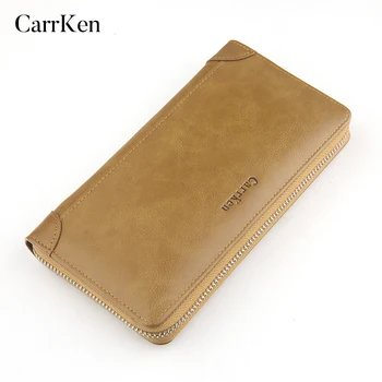 

CarrKen NEW Men Wallet Brand Famous Mens Leather Long Wallet Clutch Male Money Purse ID Card Holder Carteira Masculina