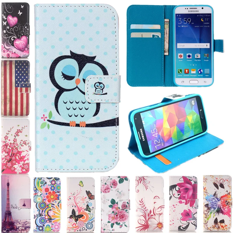 FRVSIMEM Flip Wallet PU Leather Case For Samsung Galaxy S3 S4 S5 S6 S7 Edge Cover Painted Stand Phone Cases Capa | Мобильные
