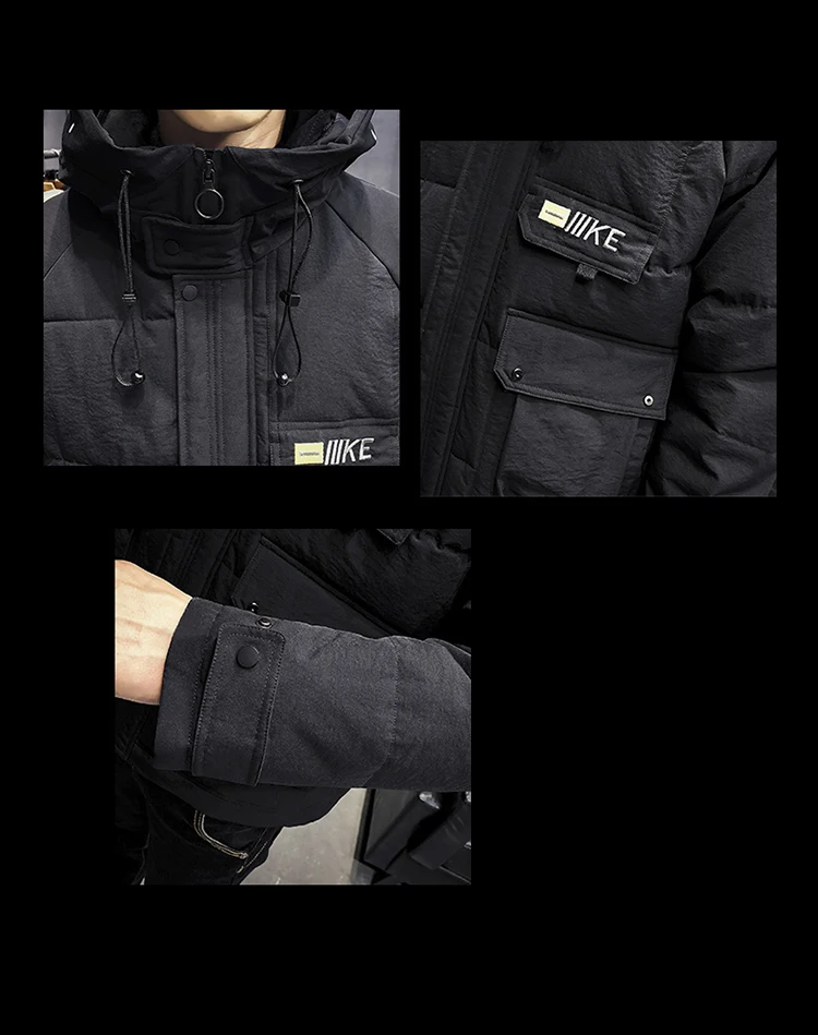 Новое поступление, зимняя теплая куртка с капюшоном, с хлопковой подкладкой, толстая Мужская высококачественная повседневная модная парка, пальто, Мужская брендовая одежда, L-4XL