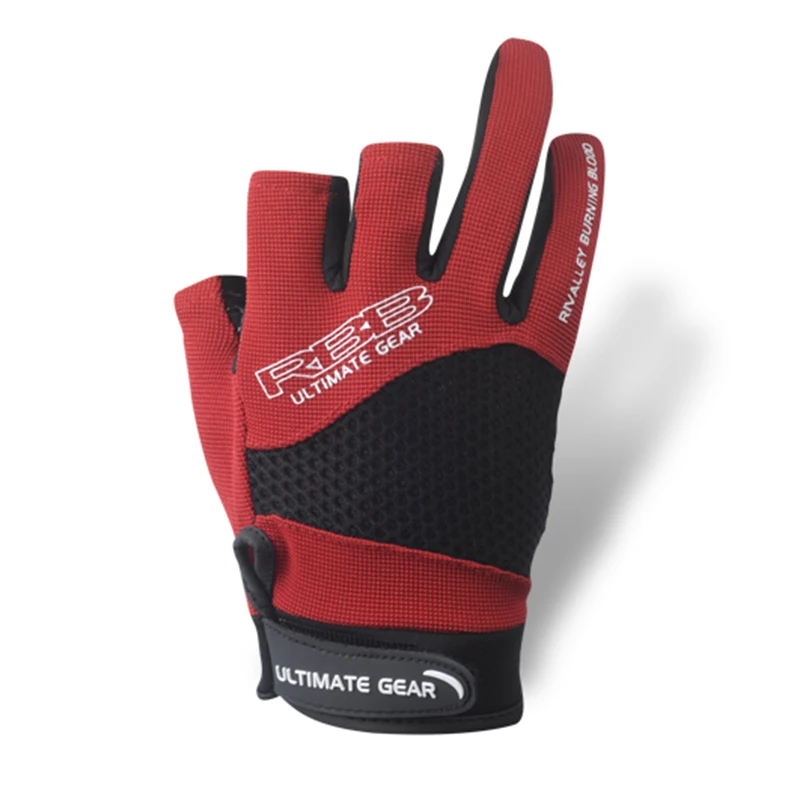 RBB рыболовные перчатки противомоскитные дышащие сетчатые противоскользящие наружный спортивный светильник износостойкие для отдыха Летние рыболовные перчатки - Цвет: Красный