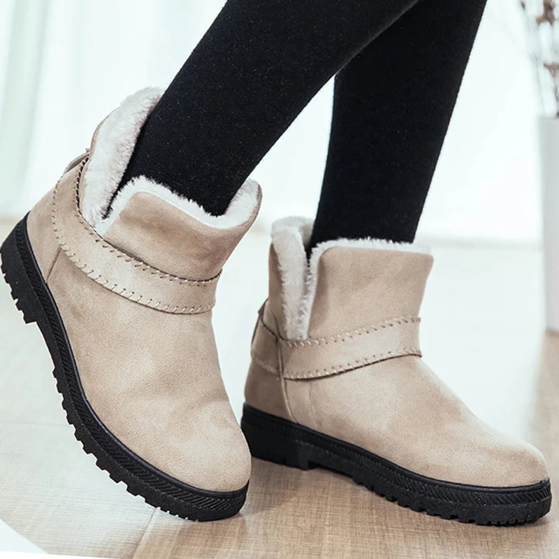 Online Botines de mujer suede shoes de talla grande 35 44 2019 moda estilo plush slip on botas de invierno zapatos mujer zapatos calientes mujer