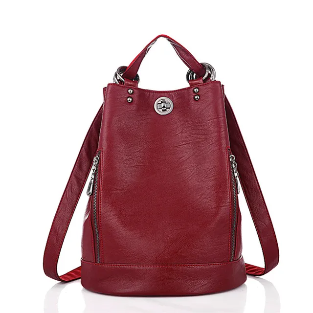 Fashion Rucksack  backpack PU Bag Leather large capacity Travel Bag Women Ladies