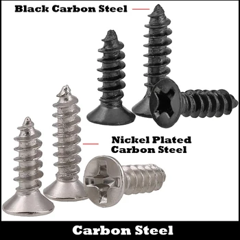 

M2.6 M2.6*5/6/8 M2.6x5/6/8 Black Nickel Plated Steel DIN7982 Cross Philips Recessed Countersunk Flat Head KA Self Tapping Screw