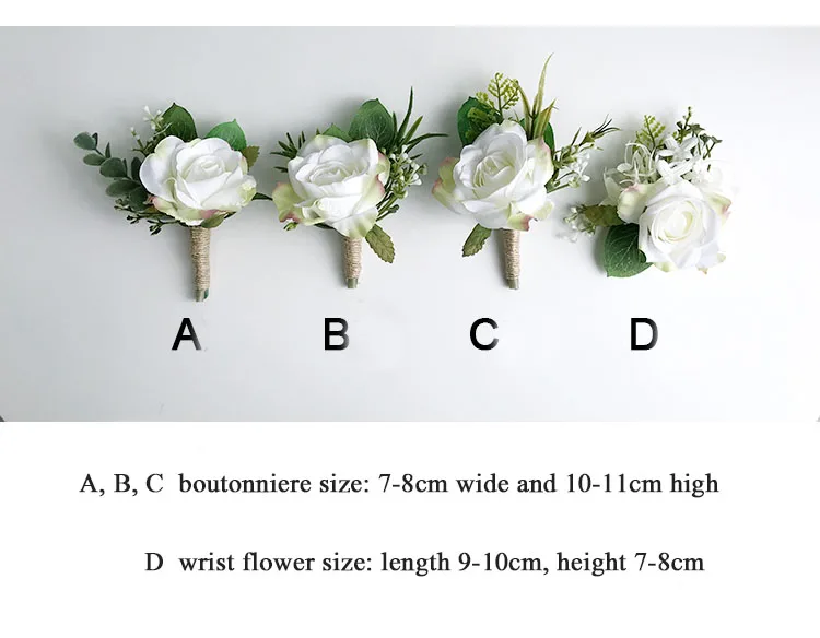 YO CHO Свадебный планировщик розы Искусственный шелк цветок на запястье корсаж браслет жених бутоньерка белый свадебный для мужчин свадебные цветы