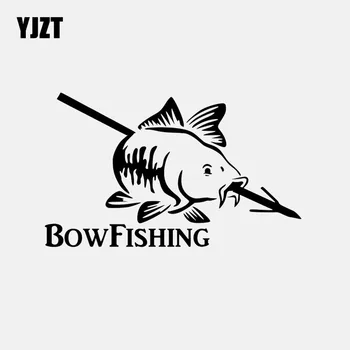 

YJZT 15.9CM*9.6CM Bow Fishing Car Sticker Arrow Tip Bowfish Carp Fish Decal Vinyl Black/Silver C24-0765