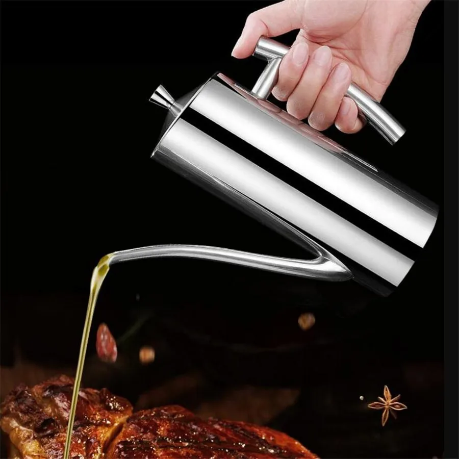 

700ml Stainless Long-mouth oil bottle Bottle Coffee Kettle Pot Vinegar Sauce Pot Container Olive oil tank Kitchen Supplies