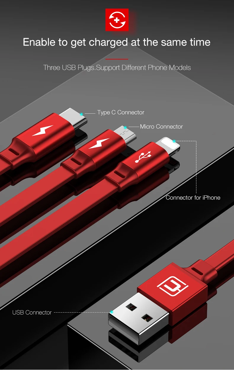 Cafele 3 в 1 Выдвижной Micro usb type-C кабель для iPhone X XS Быстрая Зарядка Синхронизация данных USB C кабель для huawei Xiaomi samsung