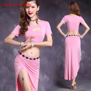 

New competition Women Belly Dance Practice Set Quality Sexy Modal Split Dancing Costume Top+Skirt 2pcs