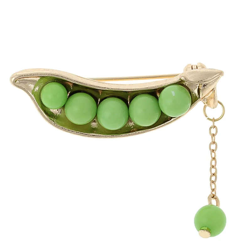 

Cute Green Pea Brooch Yellow Color Sweater Collar Brooch Pin Sweater Suit Brooch Accessory 2016 Fashion