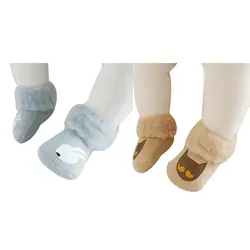 3 пары носки для девочек новорожденных толстый Носки банты принцессы детские Нескользящие носки пинетки вертикали против скольжения