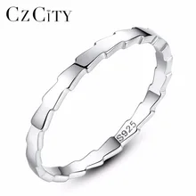 CZCITY бренды, настоящее простое серебро 925 пробы, Пилообразная Мелодия белого пальца, кольца для женщин, Стерлинговое Серебро, ювелирное изделие, подарок