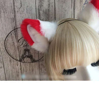 Кот лиса длинные меховые уши аниме Neko Косплей Костюм заколка для волос многоцветные костюмы cos cartoo головные уборы - Цвет: 1