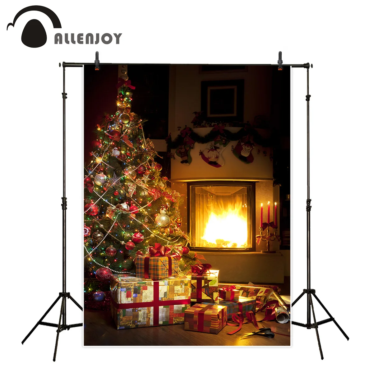 Allenjoy фон для фотосъемки Рождественская елка камин подарок свеча фотостудии