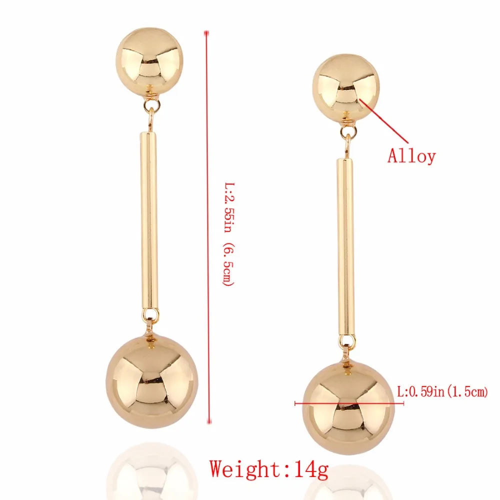 MYDANER трендовые новые 1 пара металлических сферических шаров длинные серьги массивные Макси Bijoux очаровательные вечерние Серьги дропшиппинг