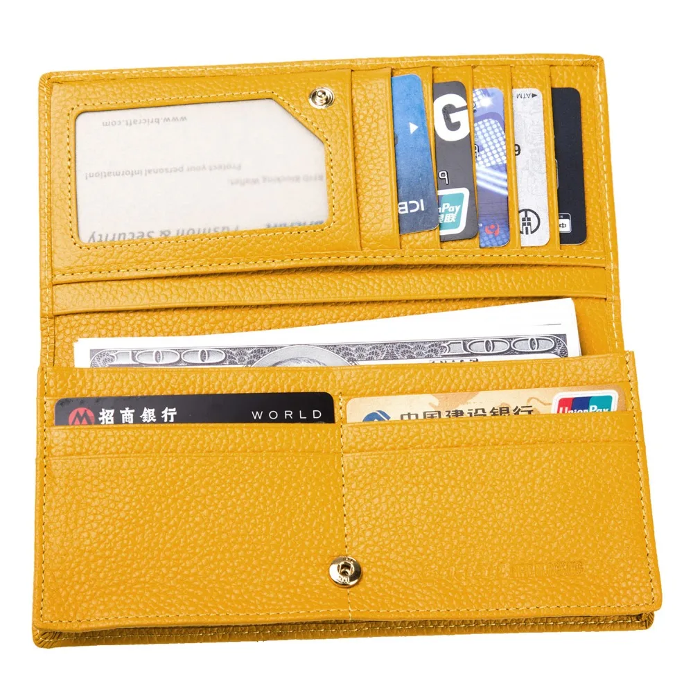 

FancyStyle RFID Long Wallet for Women Safe Anti Theft Leather Credit Card Clutch Purse with Coin Pocket Red Yellow