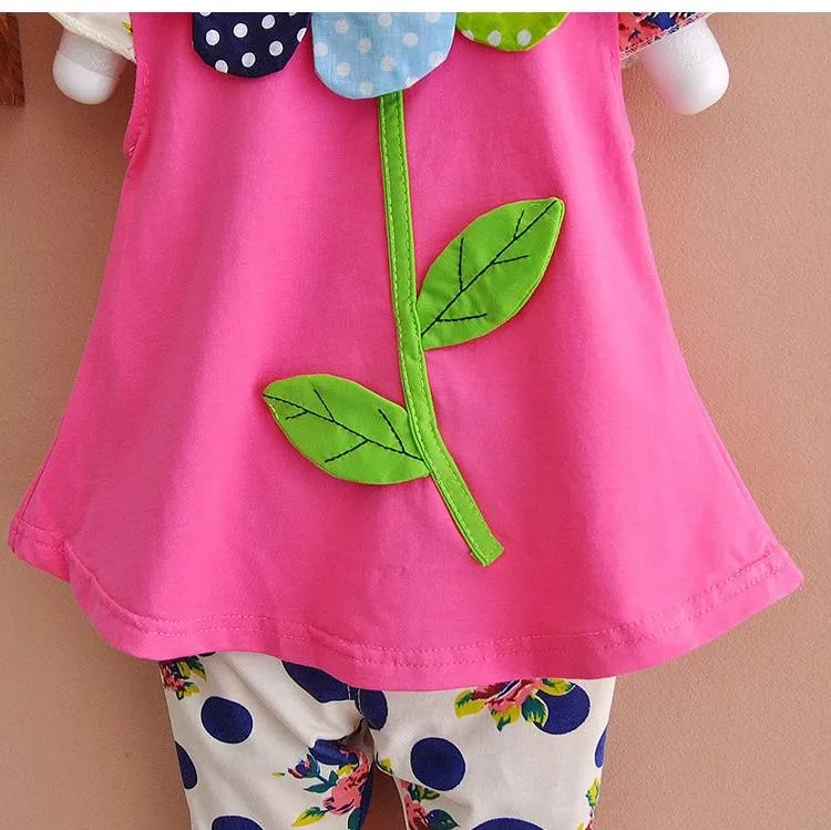 Clothing Sets expensive 2021 Kids Baby Girl Clothing Set Bowknot Summer Floral T-shirts Tops and Pants Leggings 2pcs Cute Children Outfits Girls Set cute Clothing Sets
