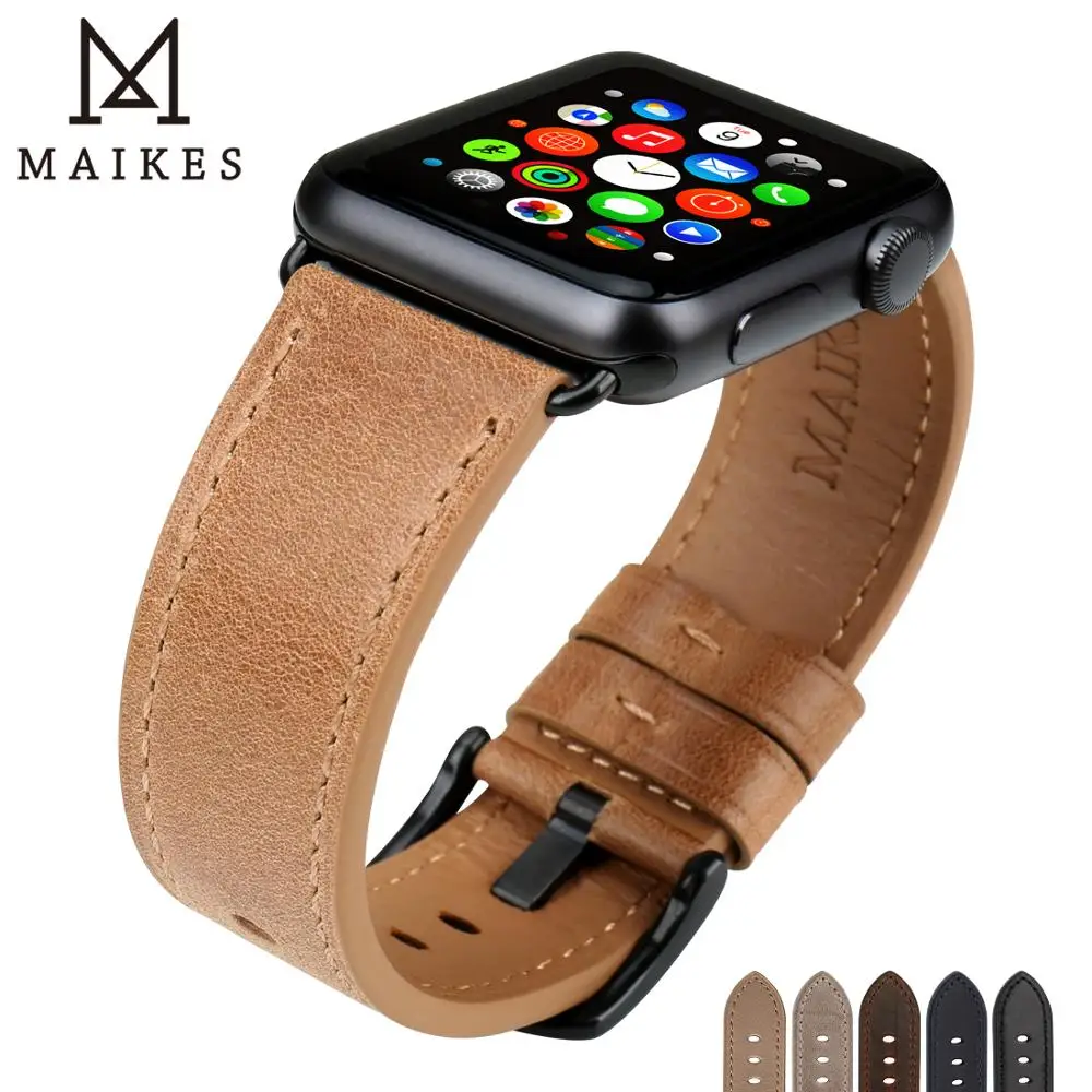 Ремешок из натуральной кожи для Apple Watch Band 44 мм 40 аксессуары iWatch Series 4 3 2 1 42 38