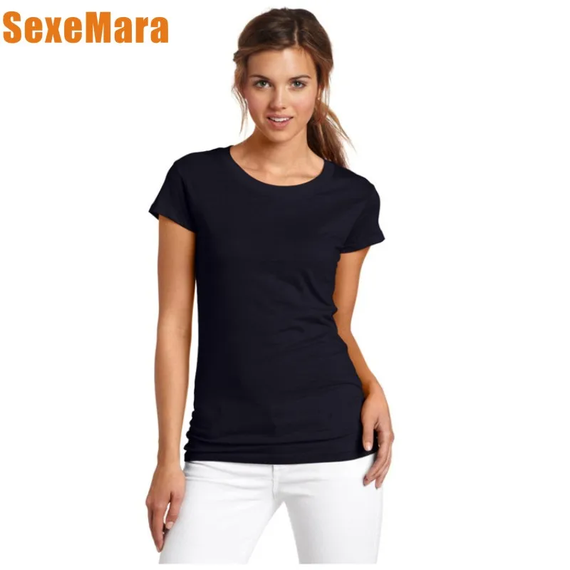 T shirts Female Solid Color Cotton Basic T shirt Women 2017 Fashion