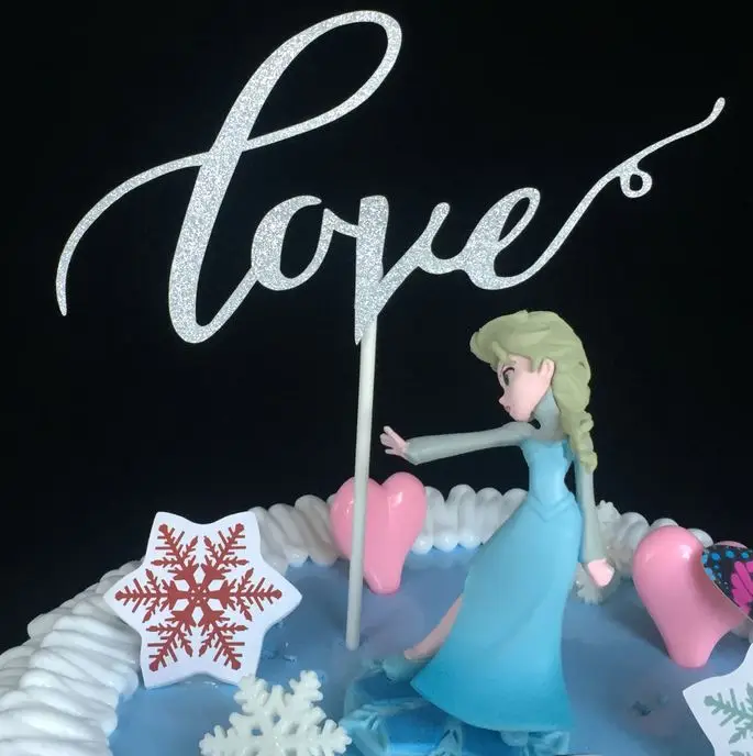 10 шт. золотой серебряный &quotLove&quot блестящий бумажный торт топпер для торта с днем