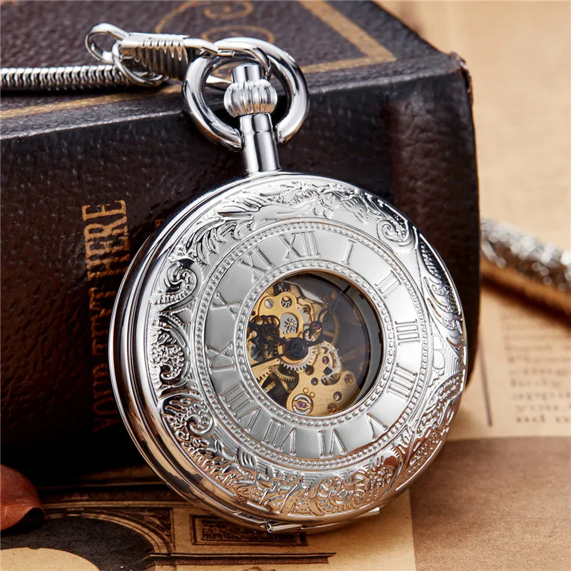 Новинка 2019 уникальные винтажные медные золотые резные механические ручные карманные часы FOB Chain Роскошные мужские часы