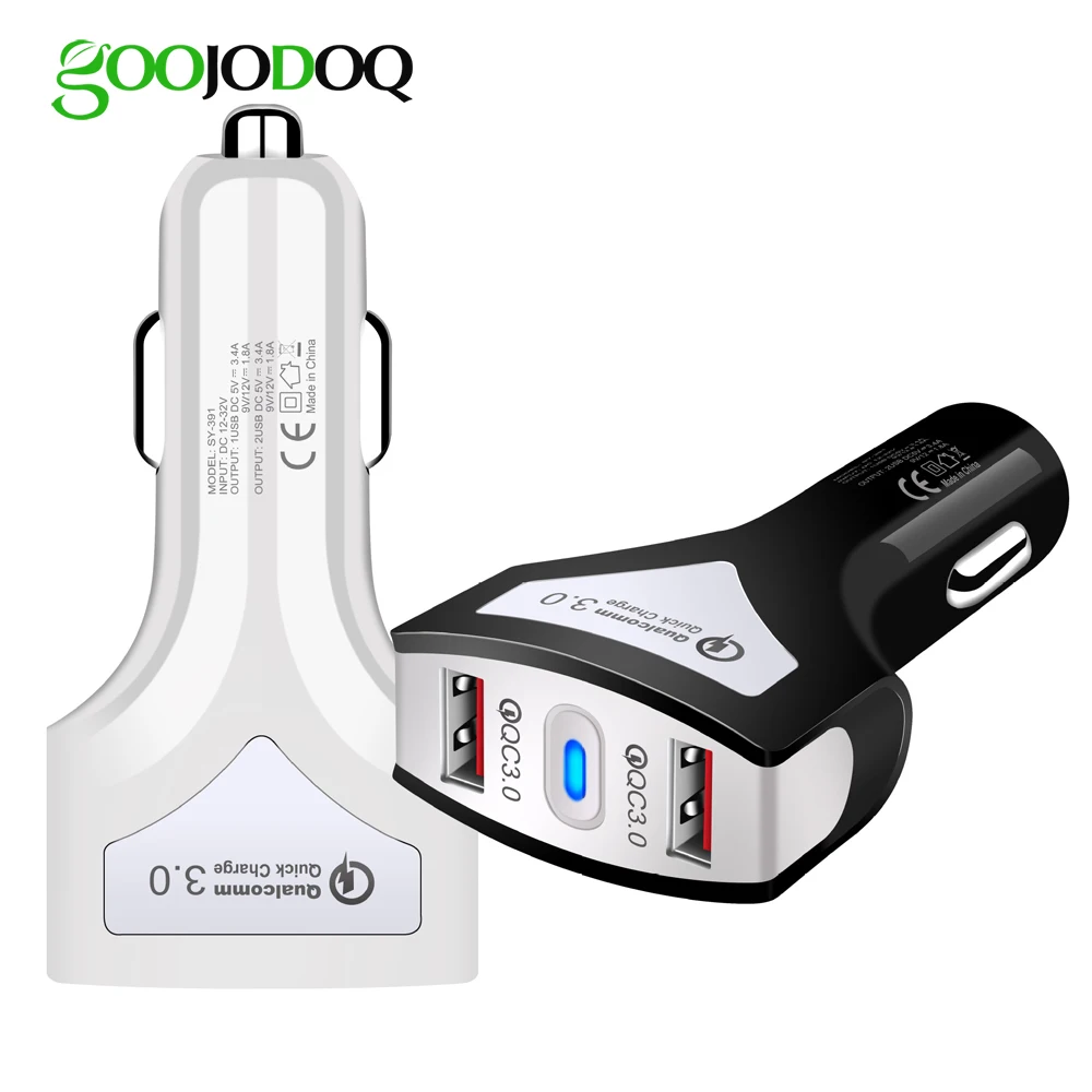 GOOJODOQ QC 3.0 شاحن سيارة ثنائي USB منافذ سريع سريع شاحن 36 W سيارة الهاتف شاحن لهواوي Xiaomi redmi فون سامسونج