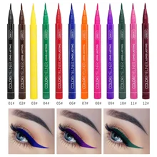 12 цветов, жидкая подводка для глаз, Водостойкая Подводка для глаз, стойкая матовая, фиолетовая, синяя, красная, зеленая, желтая, коричневая подводка для глаз, карандаш