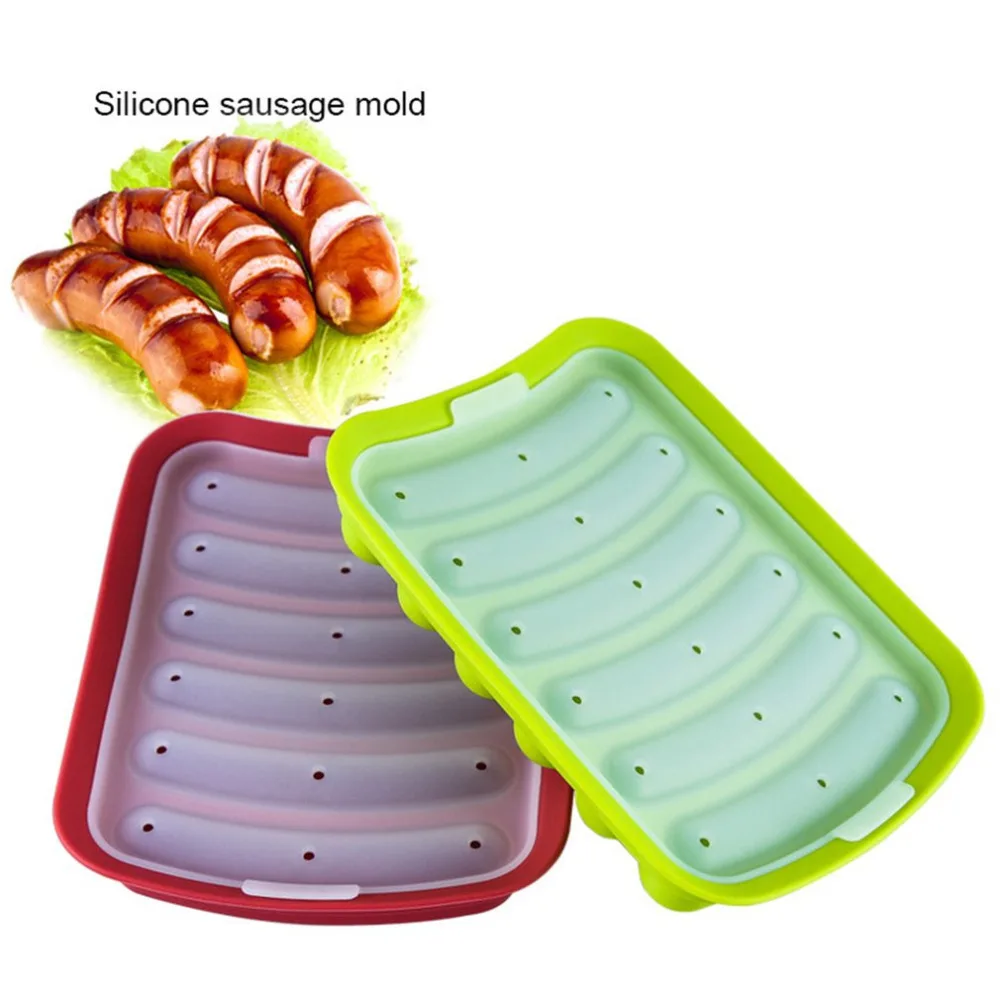 

DIY Sausage Making Mold Silicone Homemade Burger Hot Dog Maker Mould With 6 Cavity Patty Makers Microwave Oven Kitchen Gadgets