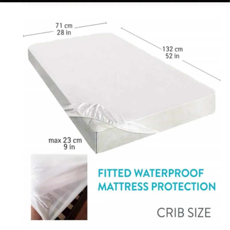 71X132CM Newborn Baby Cotton Brushed Fabric Mattress Protector Toddler Crib Mattress Cover Fitted Waterproof